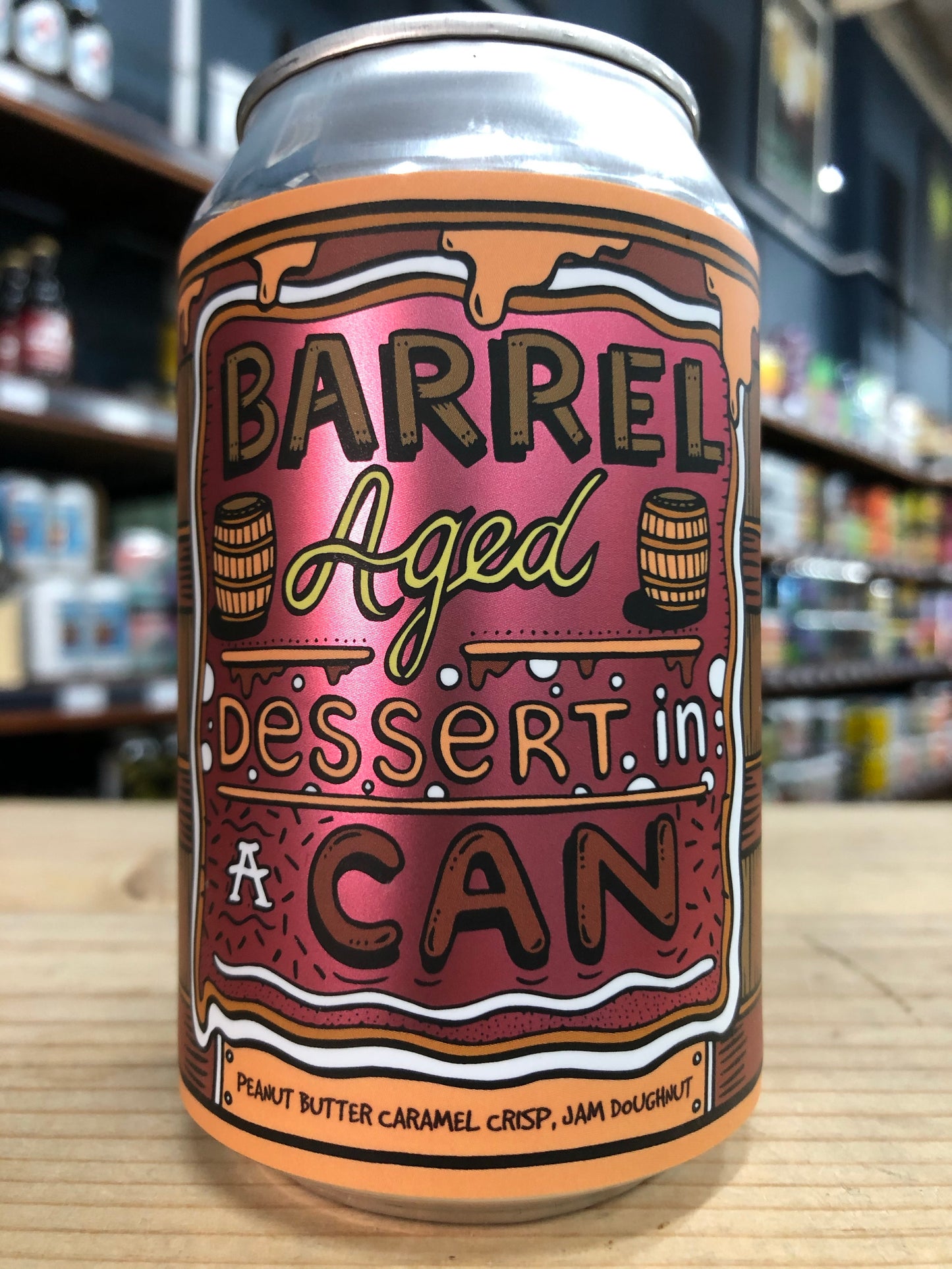 Amundsen Barrel Aged Dessert In A Can - Peanut Butter Caramel Crisp, Jam Doughnut 330ml Can